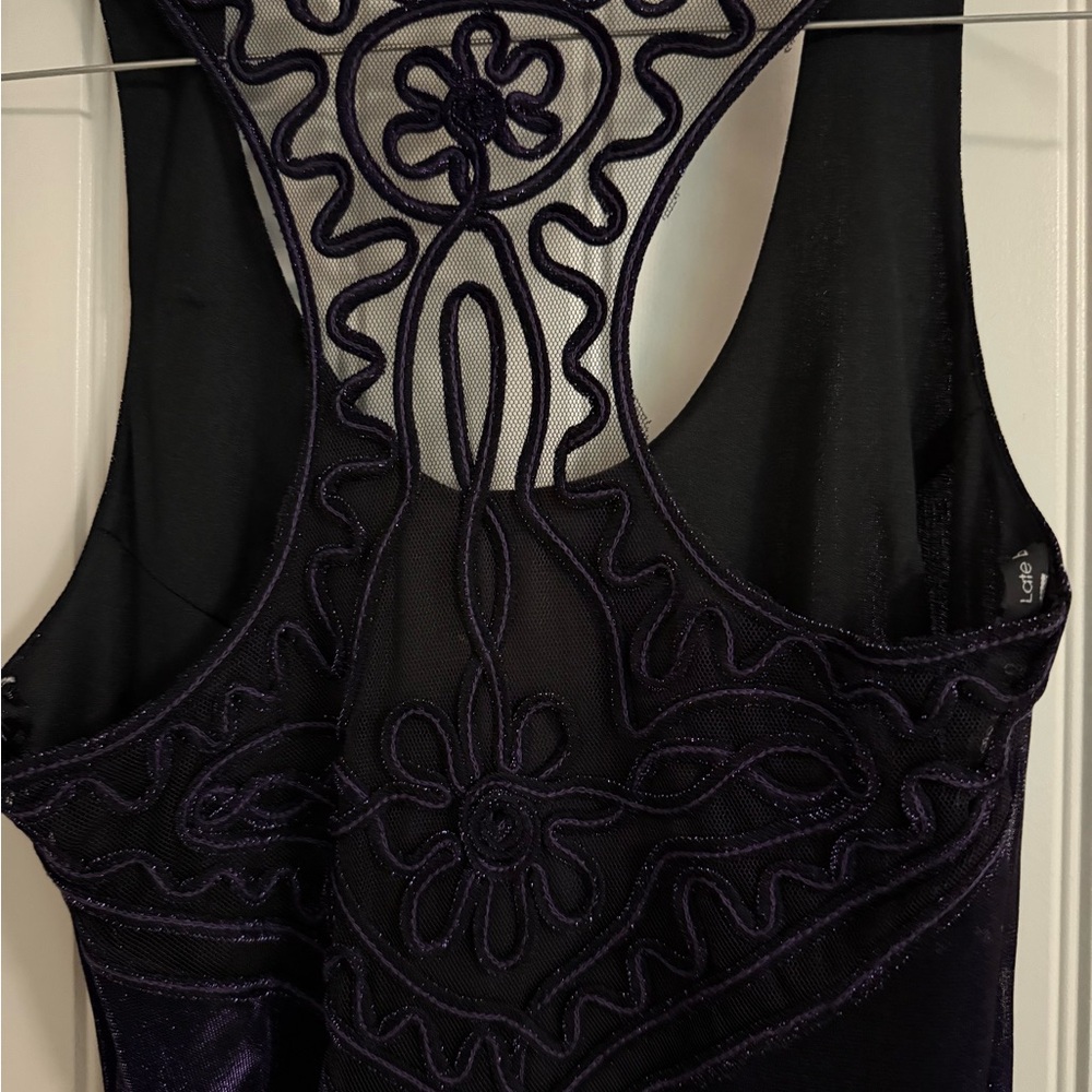 Elegant Black and Purple Mesh Dress